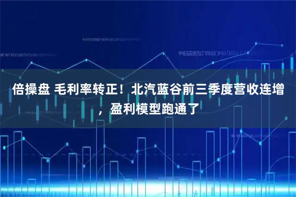 倍操盘 毛利率转正！北汽蓝谷前三季度营收连增，盈利模型跑通了