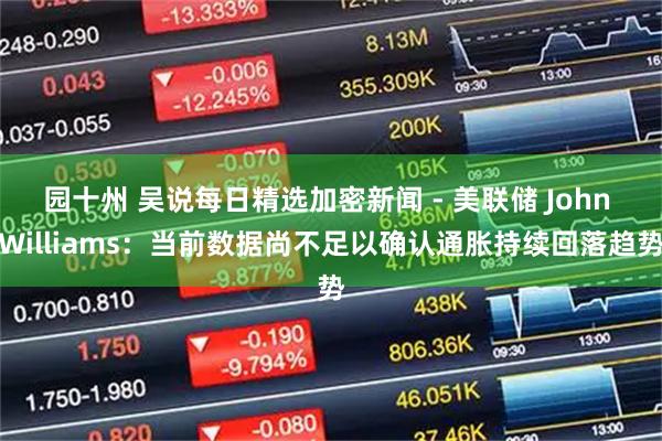 园十州 吴说每日精选加密新闻 - 美联储 John Williams：当前数据尚不足以确认通胀持续回落趋势